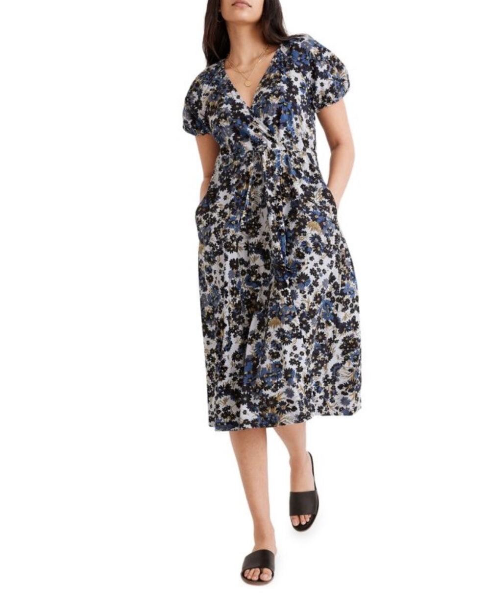Madewell- Floral-Print Drawstring Dress .  Size small